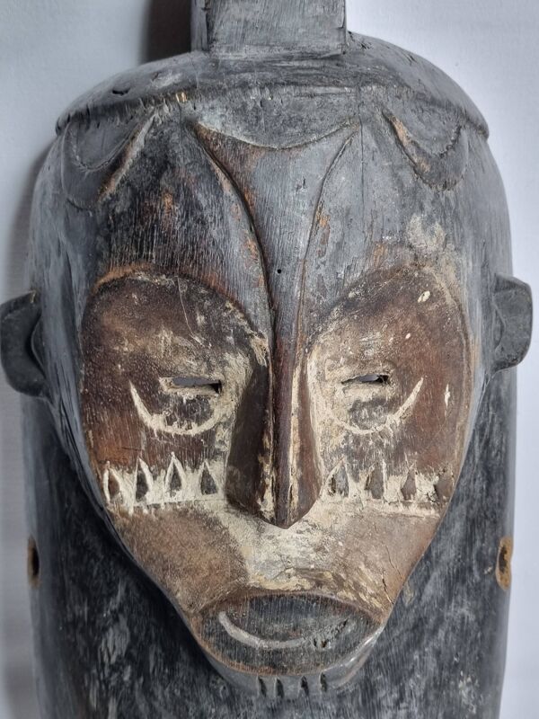 Masque tribal ancien Fang Ngil,Art africain traditionnel, Gabon, XXe, 40 cm