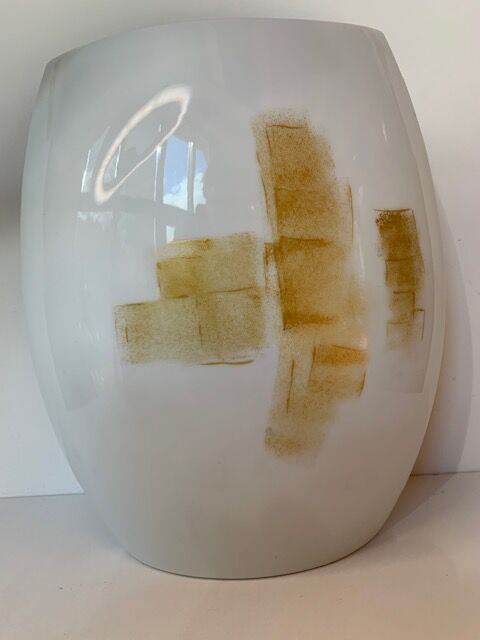 VASE Limoges porcelain flattened gilded shape