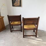 Paire de fauteuils style espagnol bois sculpté 1900