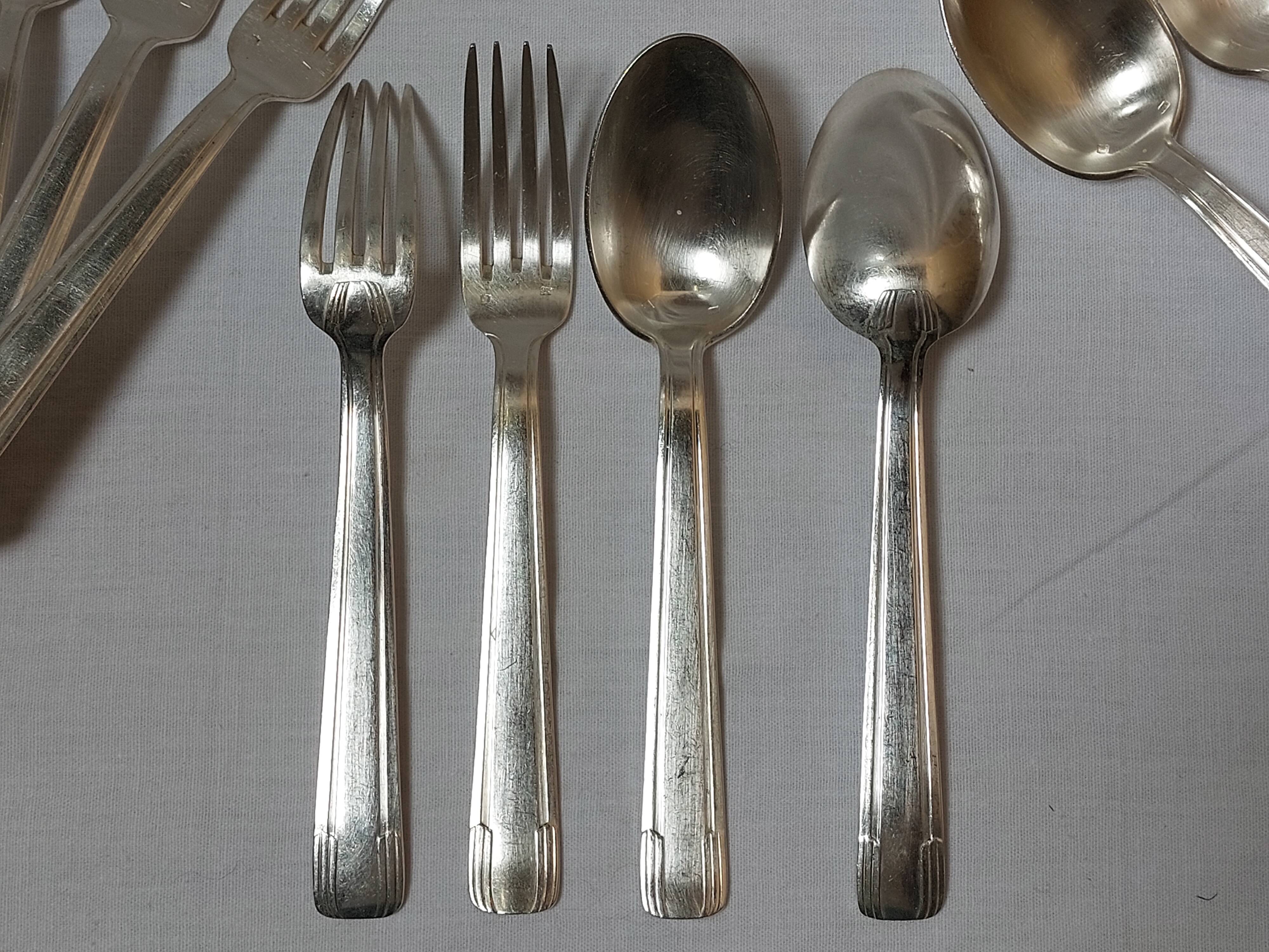 Cutlery set 24 pieces Art Deco in silver metal 84g - Goldsmith's mark