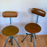 Set of two chairs - workshop stools, adjustable in height, industrial