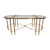 Table basse tripartite en laiton et verre