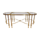 Table basse tripartite en laiton et verre