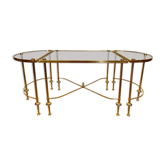 Tripartite brass and glass coffee table
