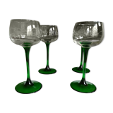 4 engraved Alsace wine glasses green feet