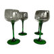 4 engraved Alsace wine glasses green feet