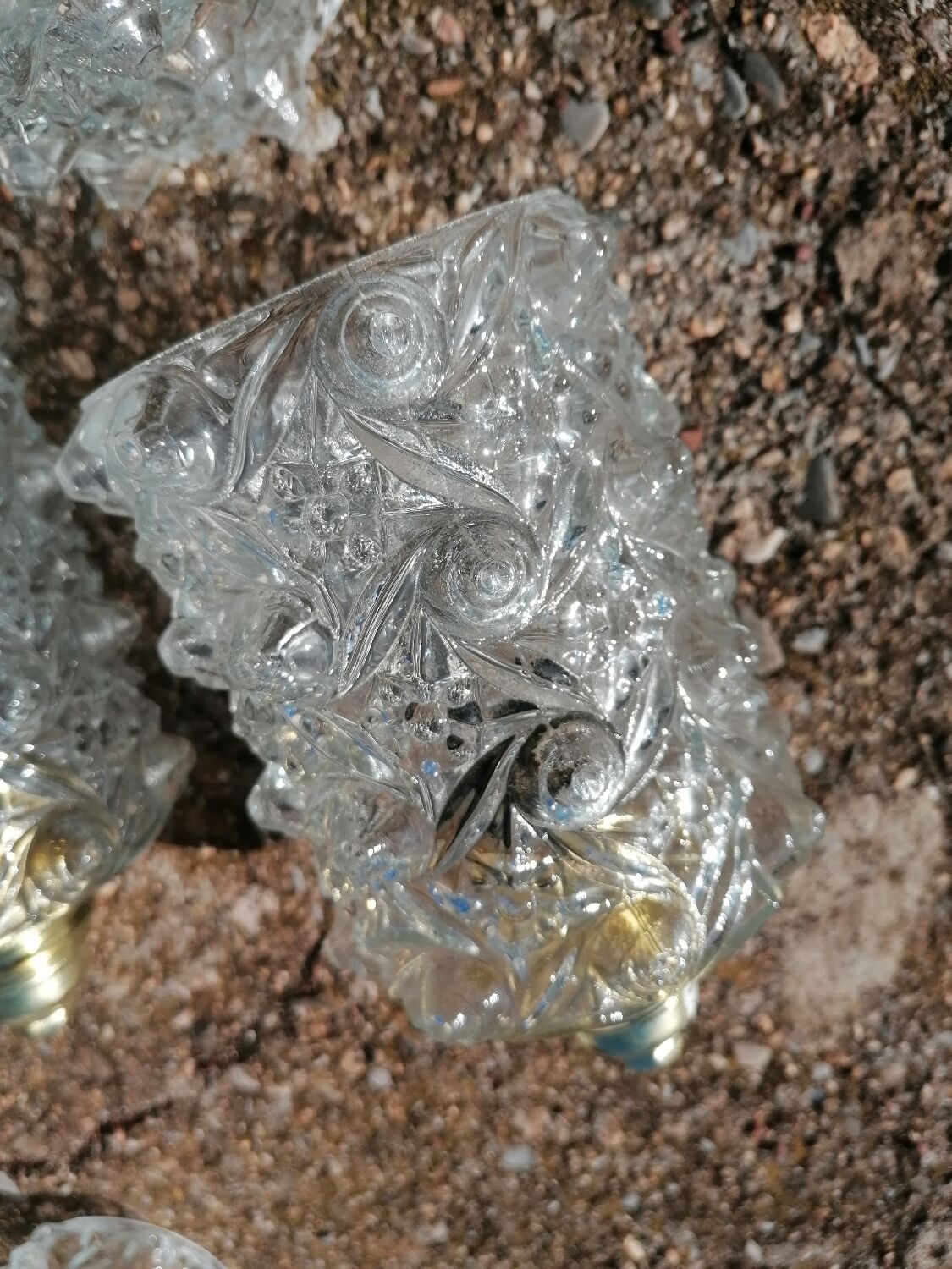 Set of 5 vintage molded glass globe suspensions