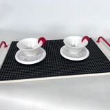 Ceramic tea set by Mas in the Memphis Milano style, 1980s, Set of 7