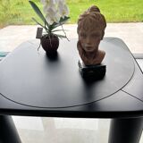 Square table mutlifunction Italian design, signed reversible board for the game, bar legs