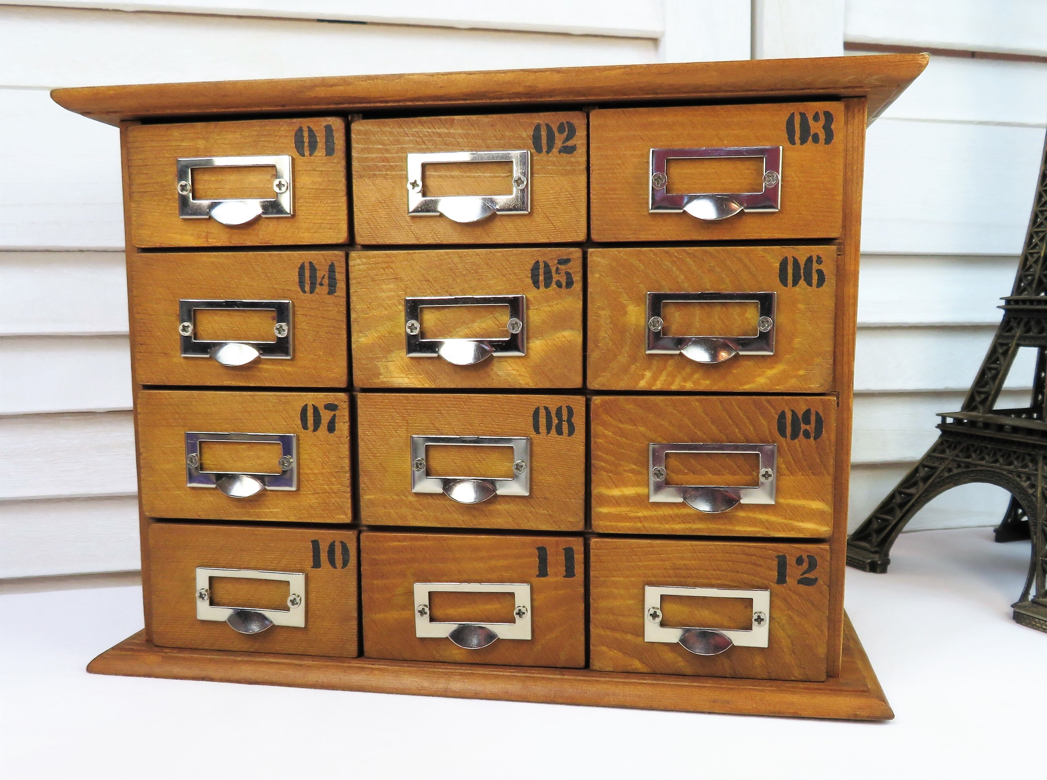 Small workshop furniture with drawers style watchmaker's or apothecary's layette, restyled indus