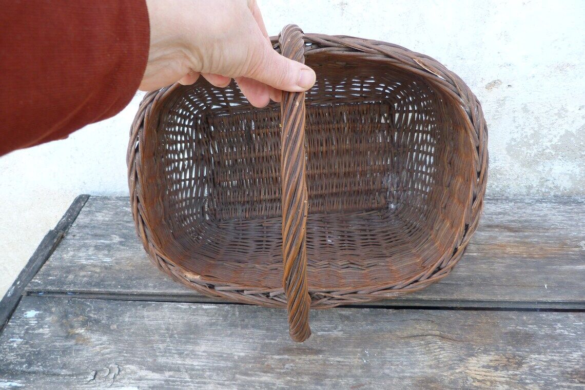 Old hand-woven wicker basket