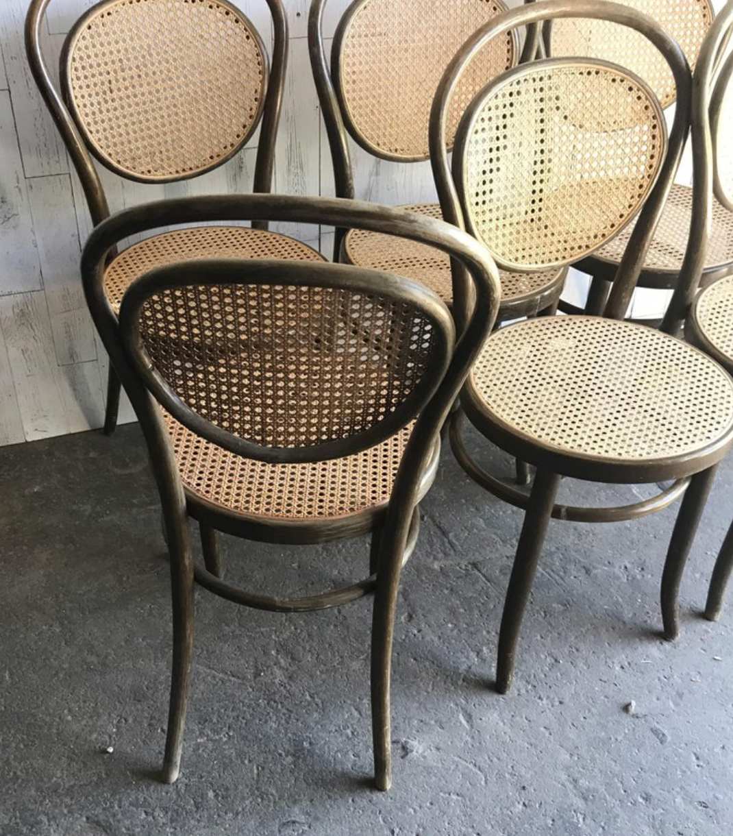 Dining Chairs in Wood Cane, Germany, 1960s, Set of 6