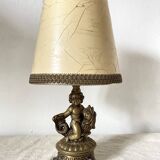 Retro cherub and fish brass lamp