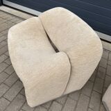 2x Artifort Groovy F598 Pierre Paulin, Pierre Frey: Chenille Igor (Sable)