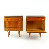 Tables de chevet du milieu du siècle avec plateau en verre noir, Novy Domov, Tchécoslovaquie, années 1960
