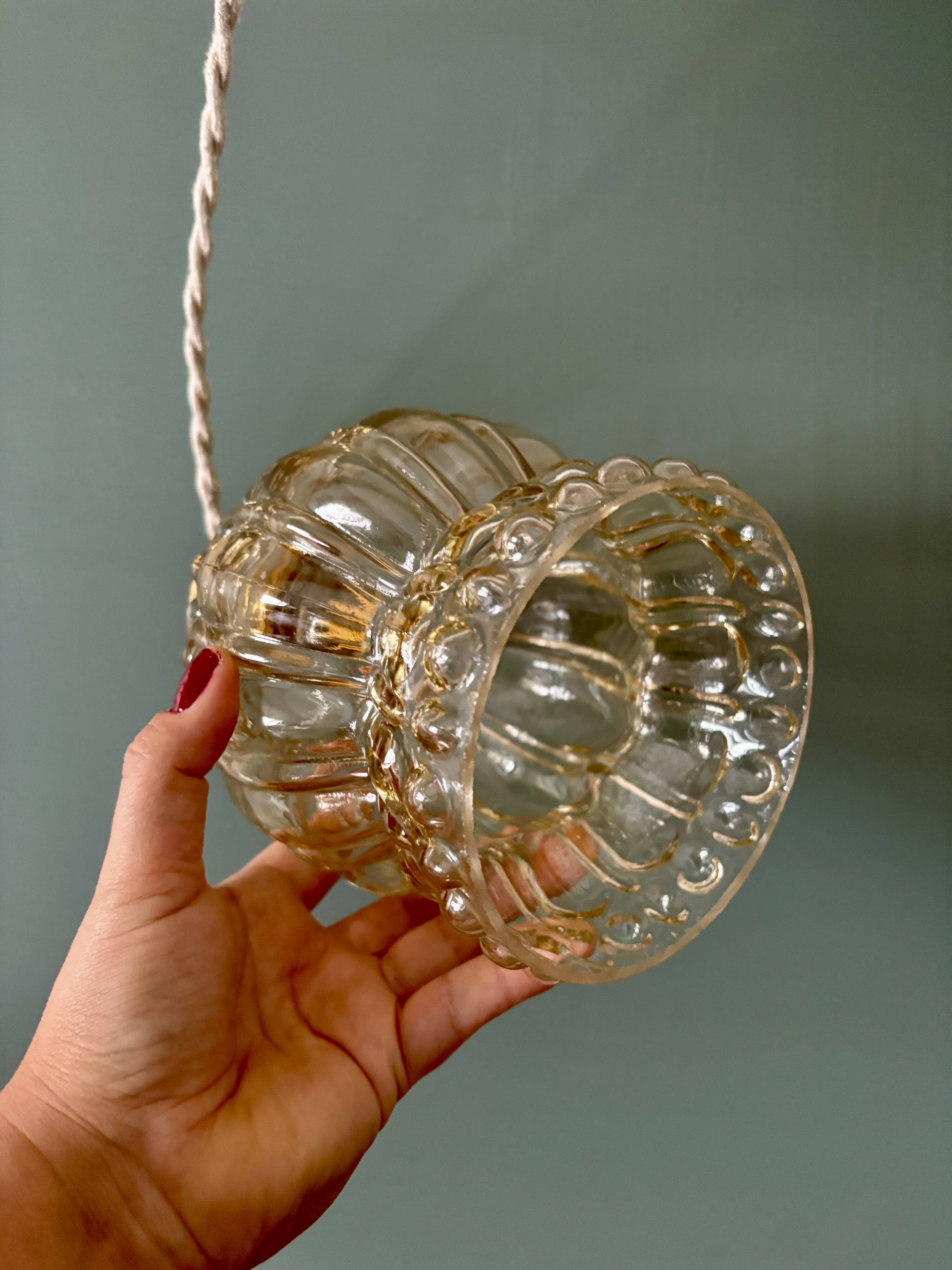 Vintage amber glass suspension globe