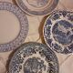 Suite de 6 assiettes bleues retro