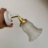 Vintage frosted glass tulip wall lamp