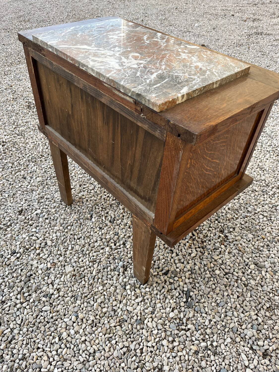 Vintage marble and oak bedside table 1950