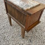 Vintage marble and oak bedside table 1950