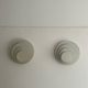 Pair of geometric vintage wall lamps, white lacquered metal, Germany 1970