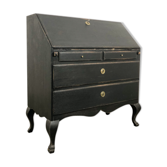 Swedish antique black painted secretairy desk
