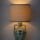 Spanish Revival Ceramic Table Lamp Pair from Granada, New Linen Lampshades