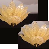 Lot de 2 plafonniers ou plafonniers Rome en verre de Murano or/orange, années 1970