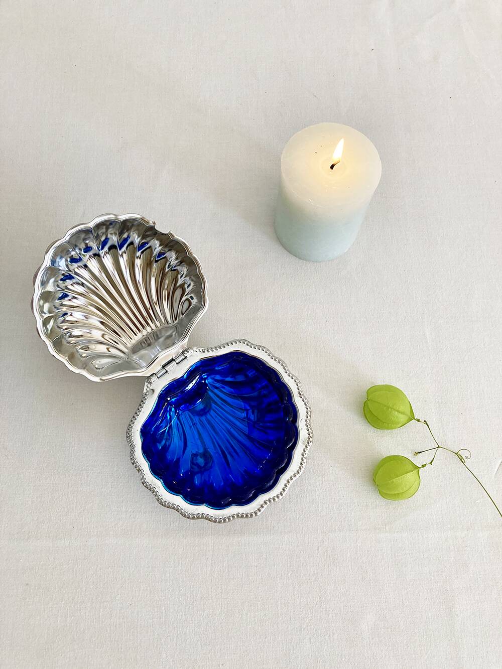 Silver-plated shell butter dish, 1950s