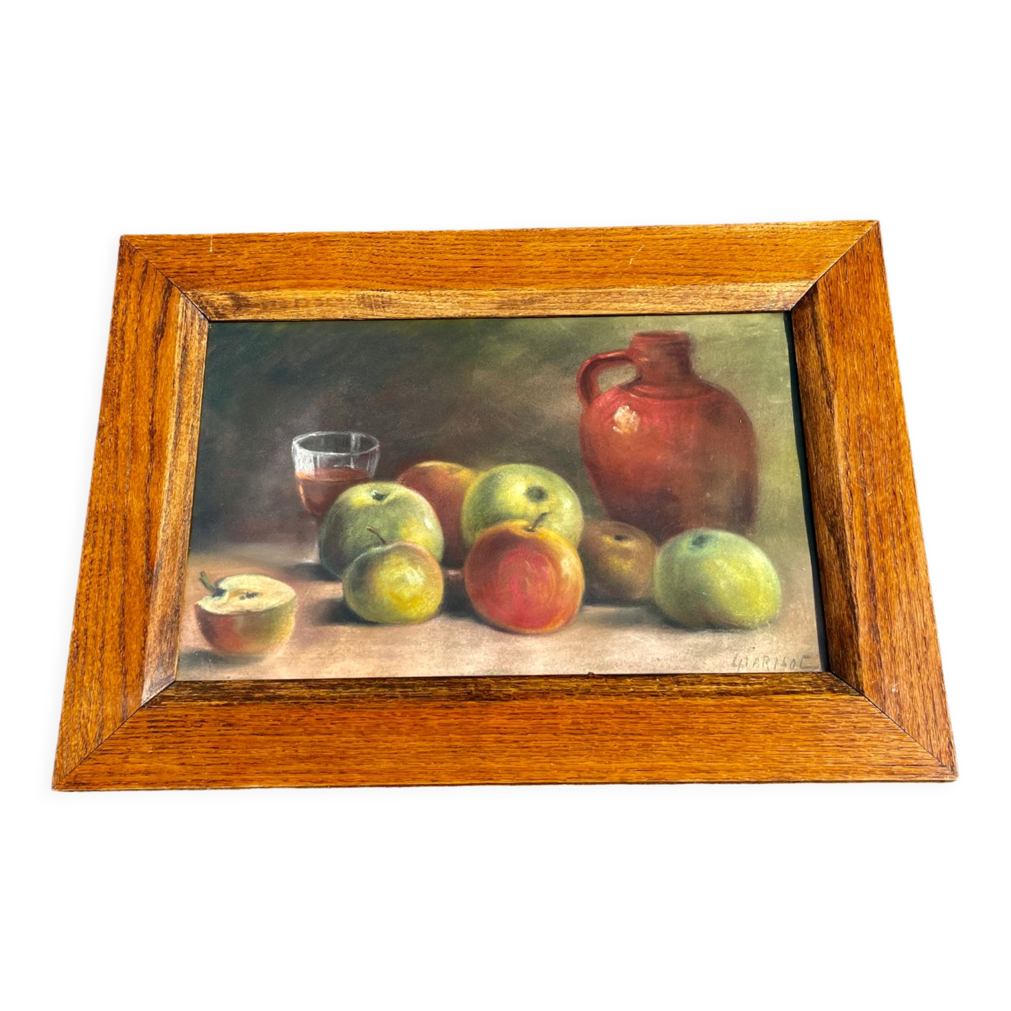 Pastel painting still life 1938 signed Parisot