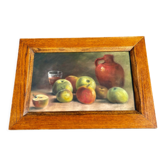 Pastel painting still life 1938 signed Parisot