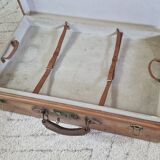 Antique leather and brass trunk/suitcase, high-end luggage circa 1930