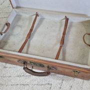 Antique leather and brass trunk/suitcase, high-end luggage circa 1930
