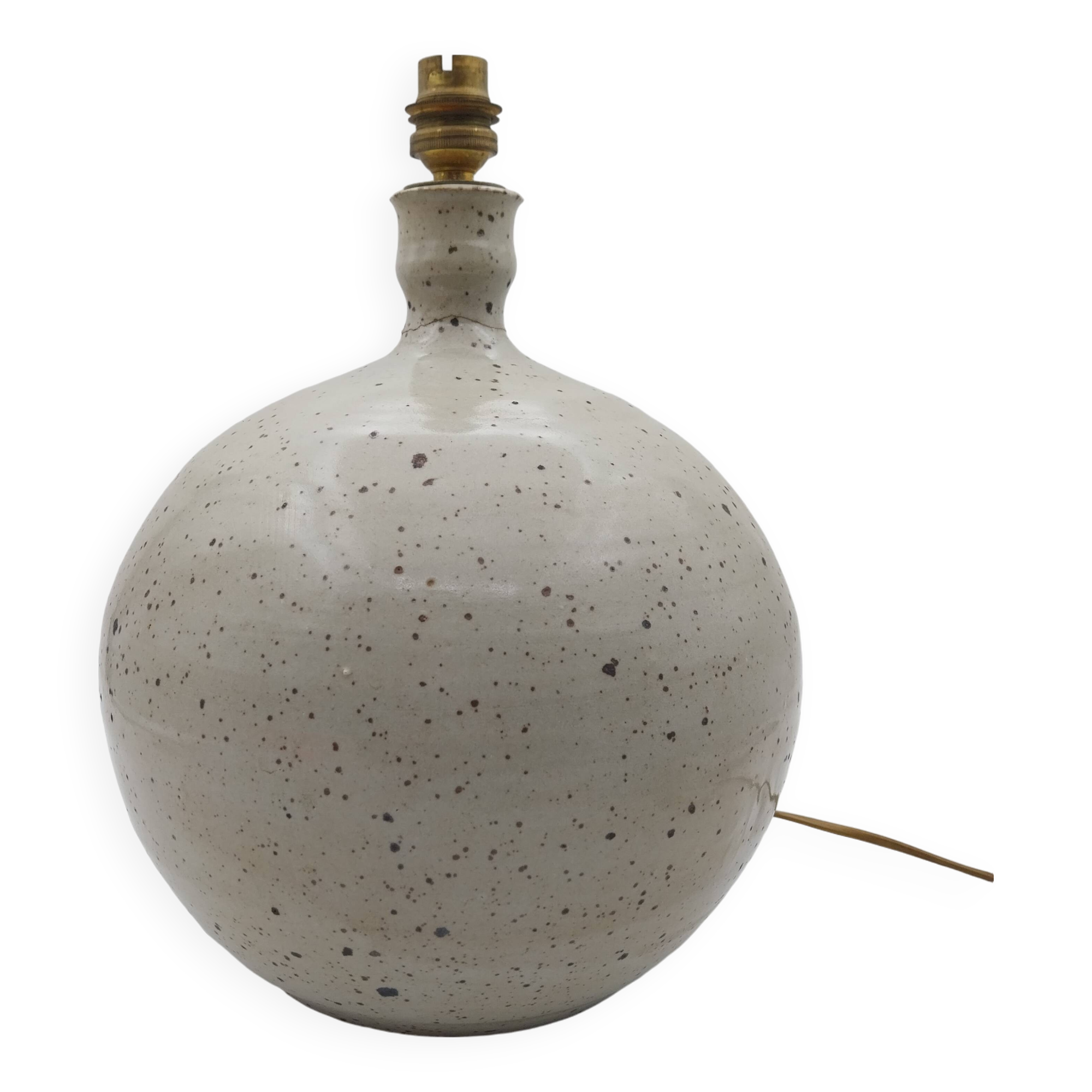 Grande lampe boule grès signée Baudat