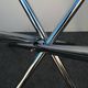 Designer smoked glass table, chrome Mikado base, vintage 1970