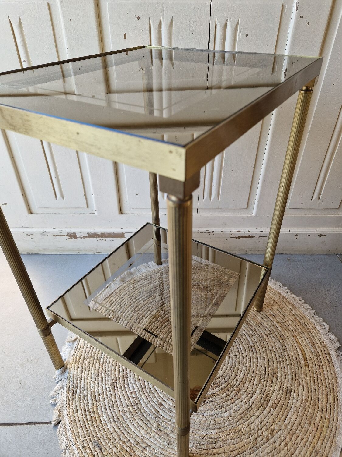 Gold brass side table  
Accent table