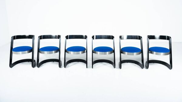 Set of 6 Chairs by Willy Rizzo for Mario Sabot, Italy, 1970s - New Upholste