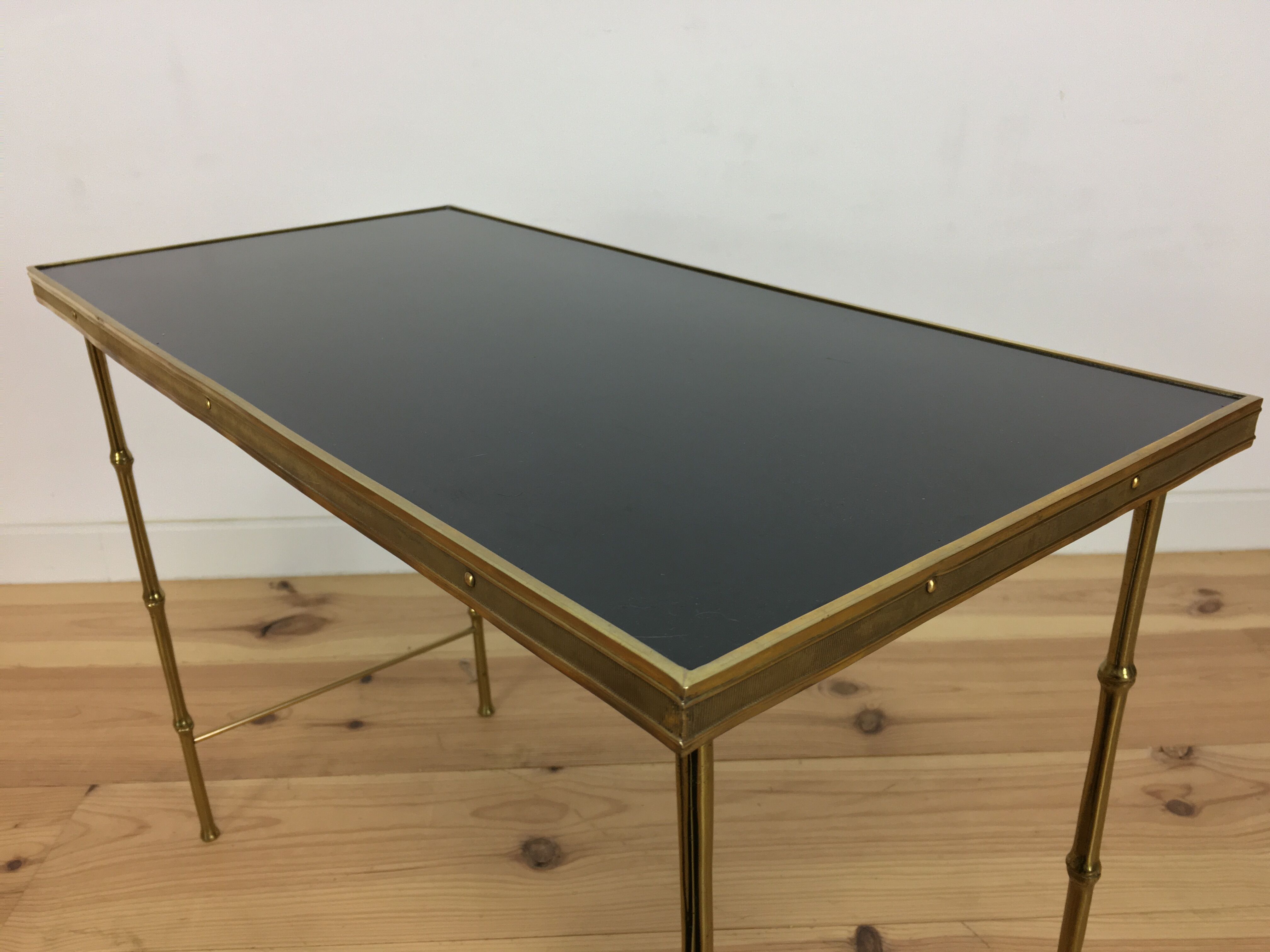 Brass side table, golden bamboo, 1950s