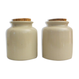 2 Pots en grès avec bouchon en liège  crouté