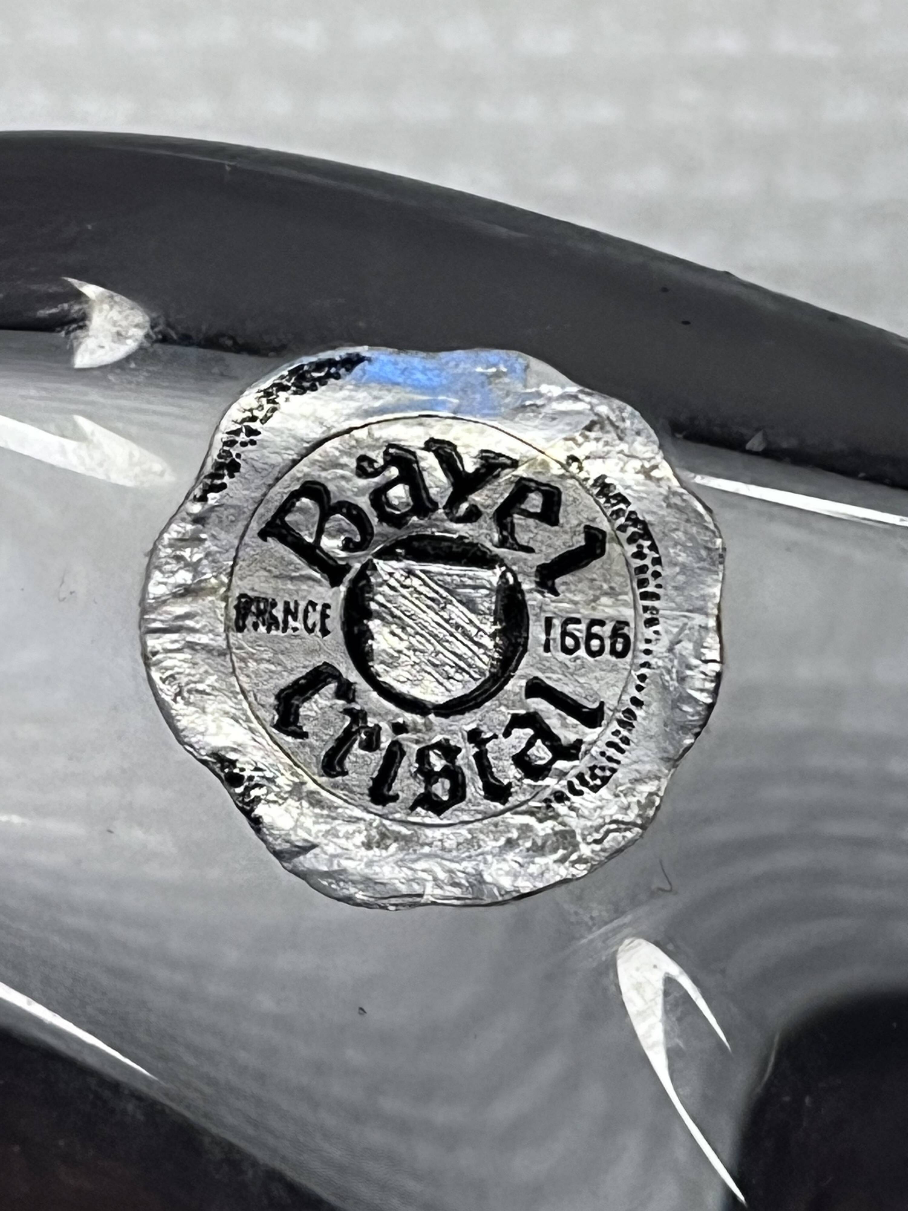 Large signed Bayel crystal bowl – Mid-century organic design