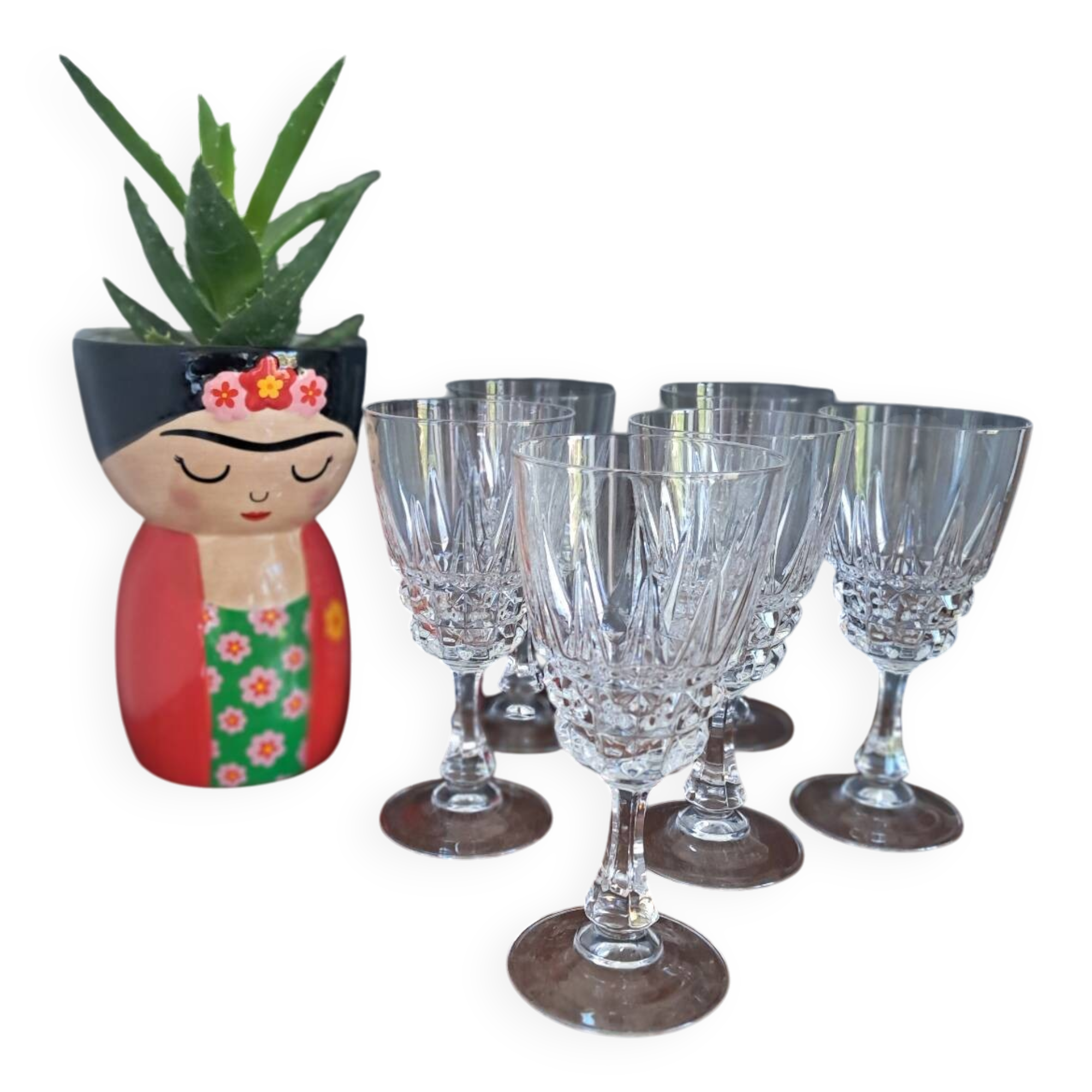 6 new crystal wine glasses from Arques, Pompadour model