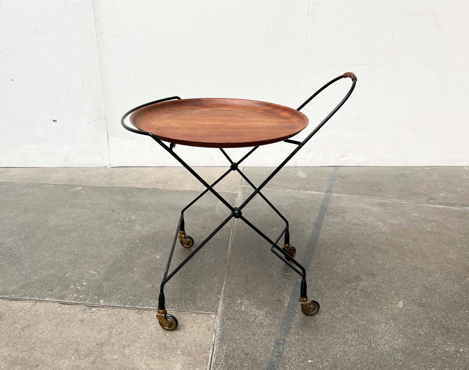 Modern folding teak trolley from the mid-century, Sweden, 1960s