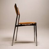 c. 1970 - Set of four chairs in yellow leatherette and chrome -
