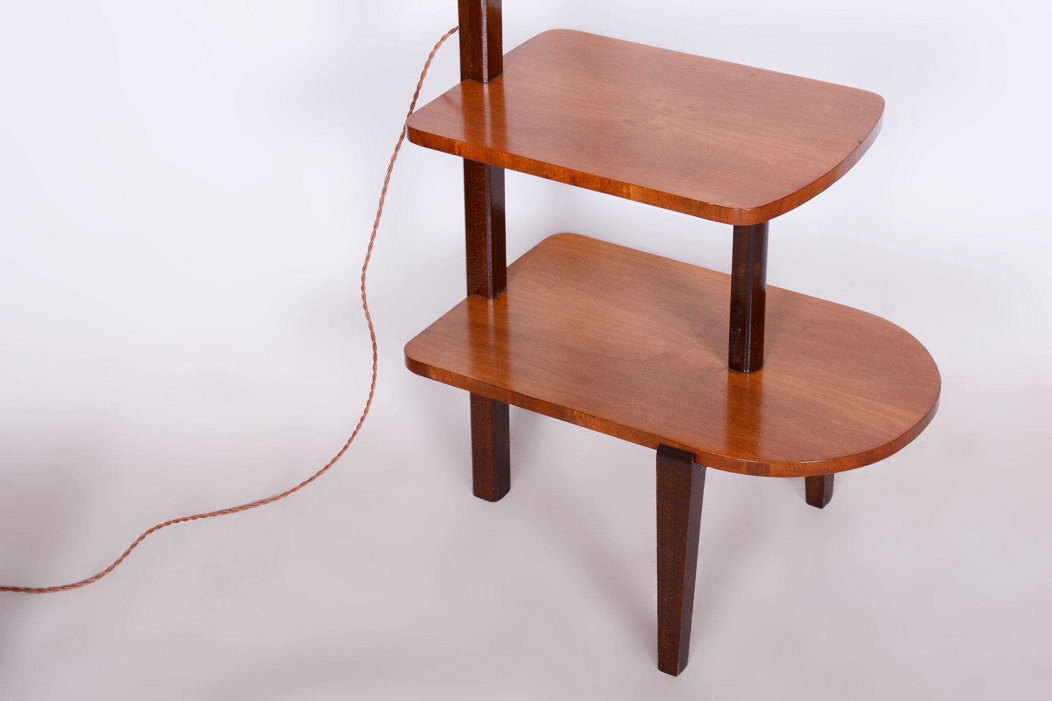 Restored ArtDeco Floor Lamp, J. Halabala, UP Zavody, Walnut, Czechia, 1930s