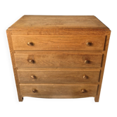 Commode 4 tiroirs vintage en chêne massif