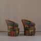 Postmodern abstract upholstery armchairs, Germany 1980s set of 2