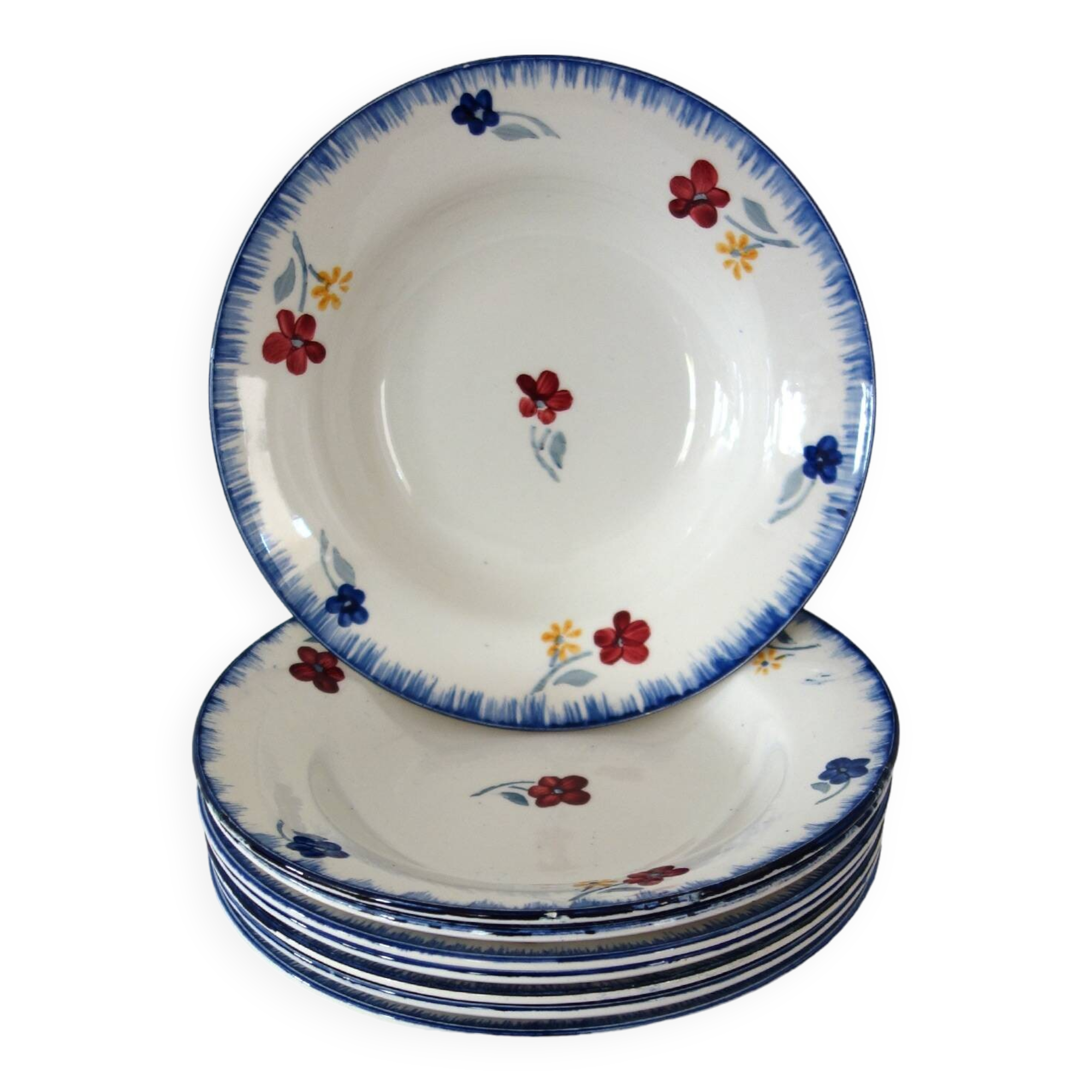 8 vintage soup plates, Mary-Lou model, Digoin Sarreguemines