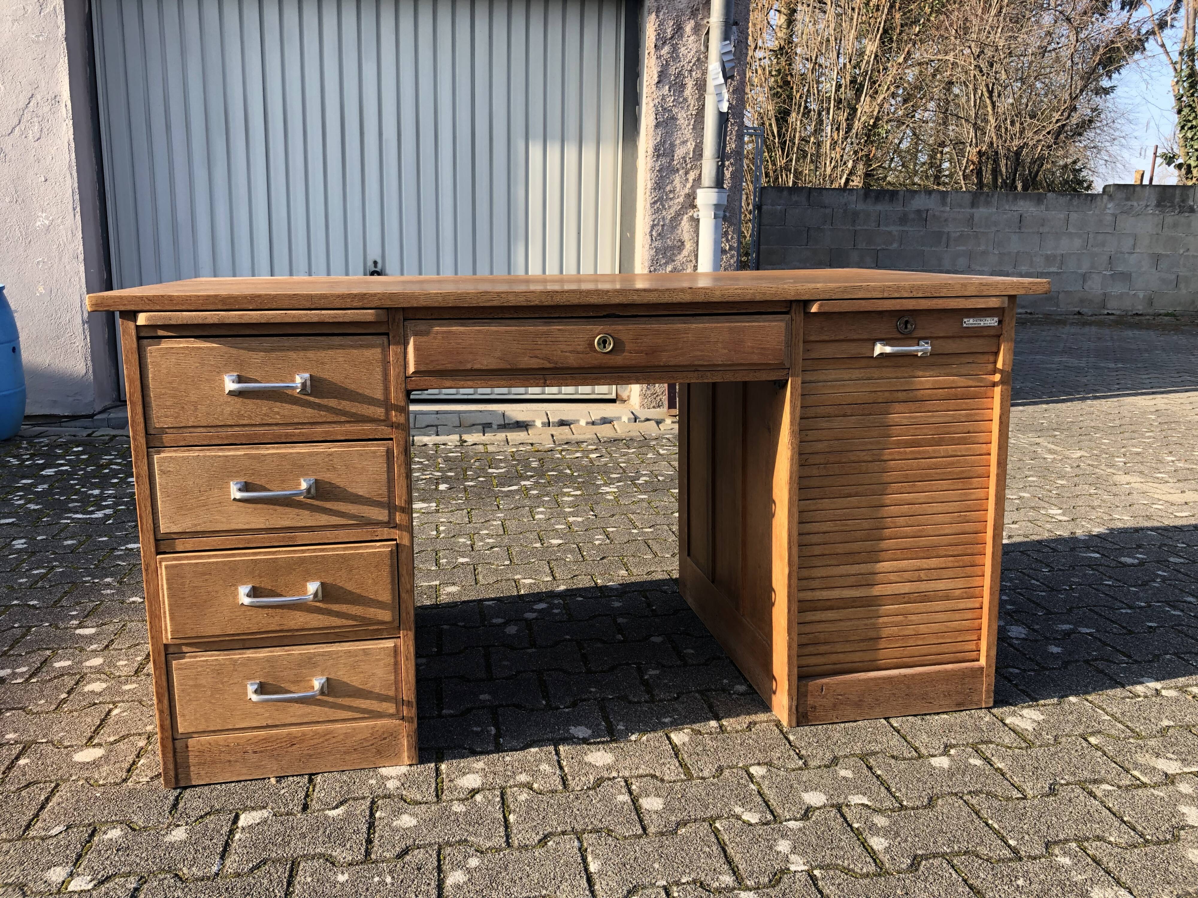 Solid oak office two caissons