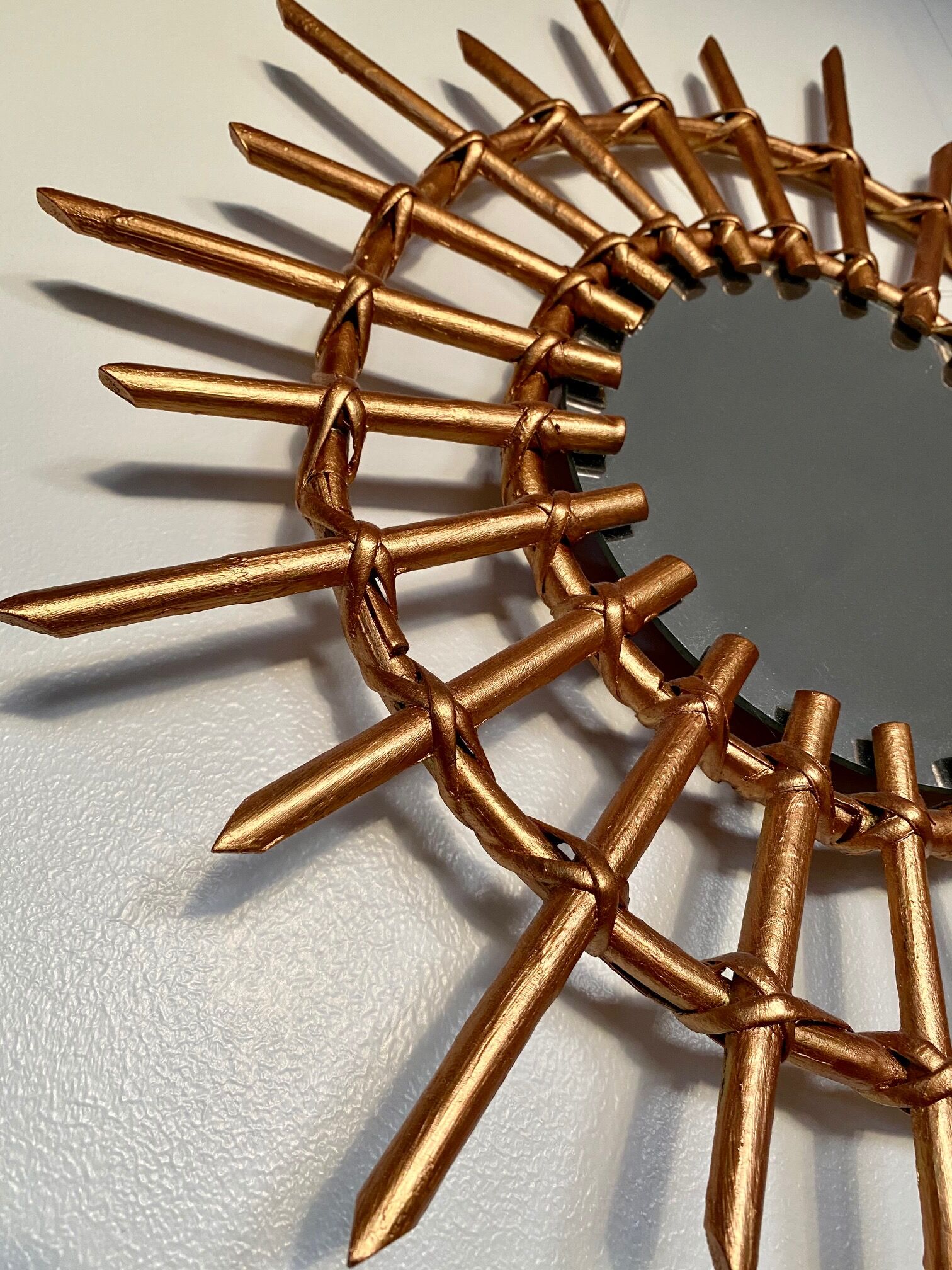 Vintage bamboo sun mirror 53cm