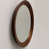 Scandinavian round teak mirror